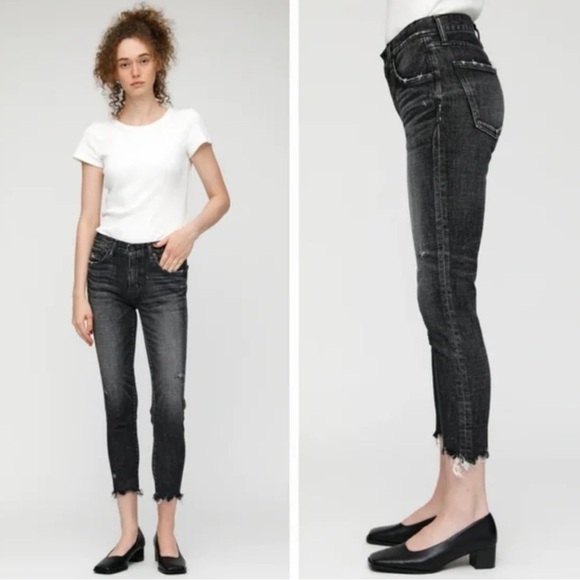 Moussy Vintage Checotah Distressed Skinny Jeans in Black Size 26 - Picture 1 of 13